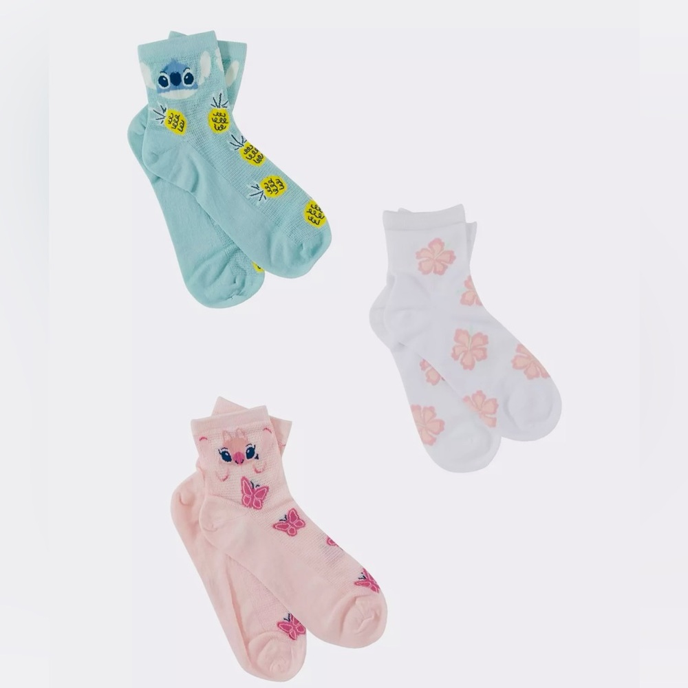 Disney Stitch & Angel 3-Pack Tropical Crew Socks